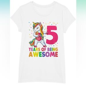 NWT White Size XS Unicorn Rainbow Flossing Dancing Birthday Party T-Shirt